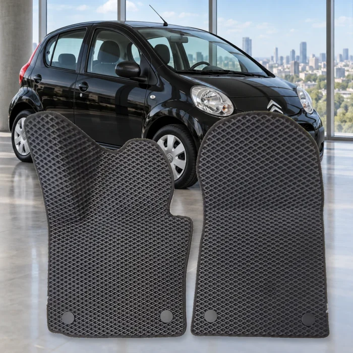 Dywaniki Citroën C1 I 2008–2014 – czarne dywaniki RENZO EVA, wzór romb