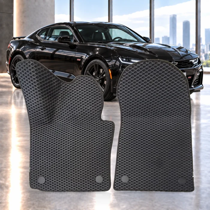 Dywaniki samochodowe EVA Chevrolet Camaro VI 2016–2024 – zestaw 2 przednich dywaników RENZO; wizualizacja