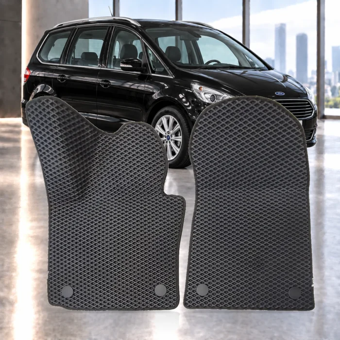 Dywaniki samochodowe Ford Galaxy III 2015–2023 | RENZO – dywaniki EVA, zestaw przedni, czarne, wzór romb