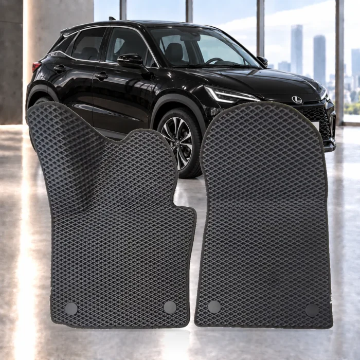 Dywaniki samochodowe Lexus LBX Hybrid od 2023 | RENZO – dywaniki EVA, zestaw przedni, czarne, wzór romb