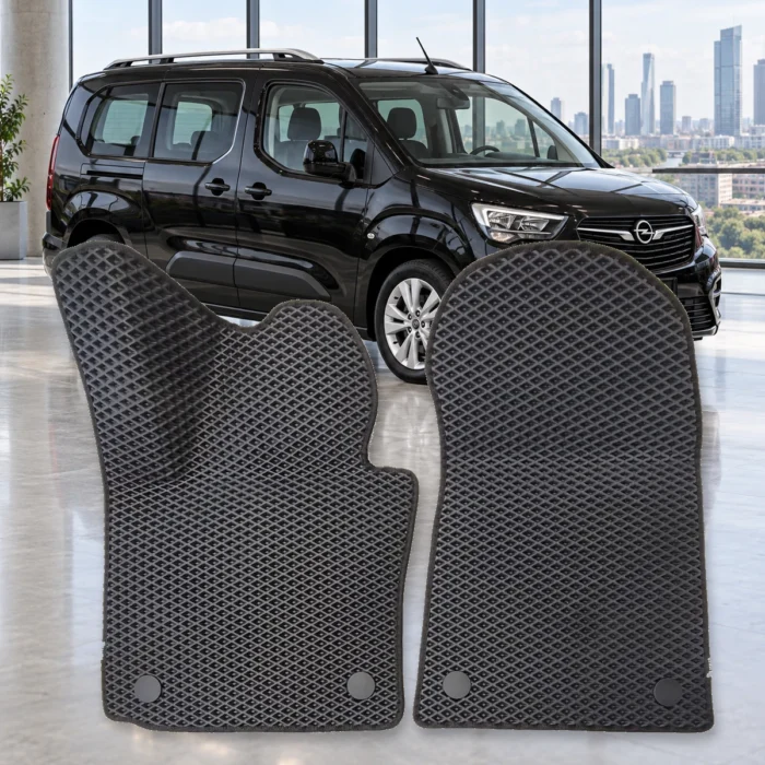 Dywaniki Opel Combo E od 2018 – czarne dywaniki RENZO EVA, wzór romb