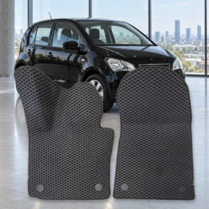 Dywaniki SEAT Mii 2011–2019 – czarne dywaniki RENZO EVA, wzór romb