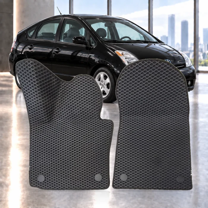 Dywaniki samochodowe Toyota Prius II 2003–2009 | RENZO – dywaniki EVA, zestaw przedni, czarne, wzór romb